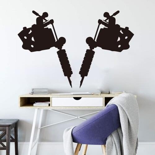 Set of 2 Tattoo Machine Wall Window Decals Tattoo Tools Gun Tattoo Shop Wall Window Sticker Vinyl Shop Decor Art Mural