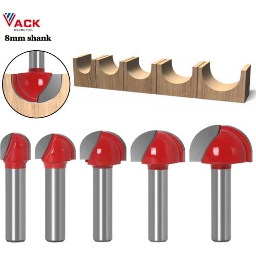 6/8mm Shank Ball Nose End Mill Wood Router Bit Set Round Cove CNC Milling Cutter Radius Core Box Solid Carbide Woodworking Tools