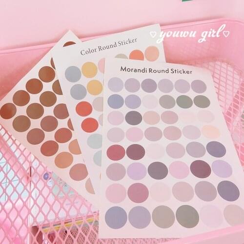 2pcs/lot Round Dot Stickers Scrapbooking Decorative Sticker Korean DIY Diary Album Stick Label Kawaii Stationery