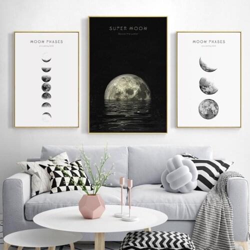 Minimalist Luna Moon Wall Art Canvas Posters and Prints Abstract Painting Nordic Decoration Pictures Modern Home Decor Frameless