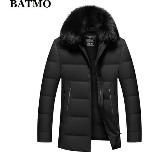 BATMO 2021 New arrival winter raccoon fur collar 90% white duck down jackets men,male warm parkas,coat men,plus-size M-4XL