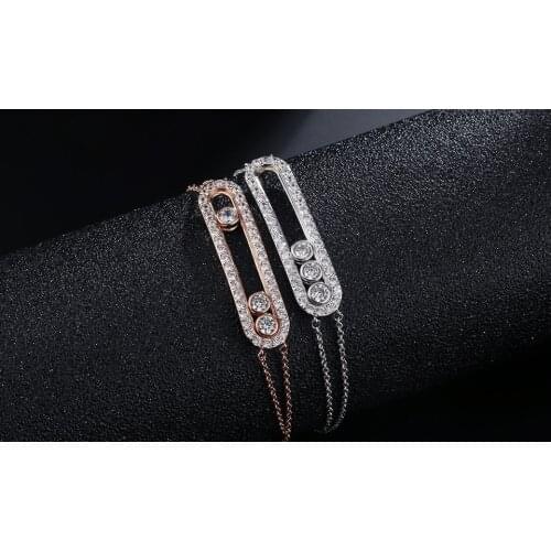 New Three Dot Oval Crystal Bracelet Femme Rose Gold Chain Bileklik Charms Bracelets For Women Jewelry Bridesmaid Gift