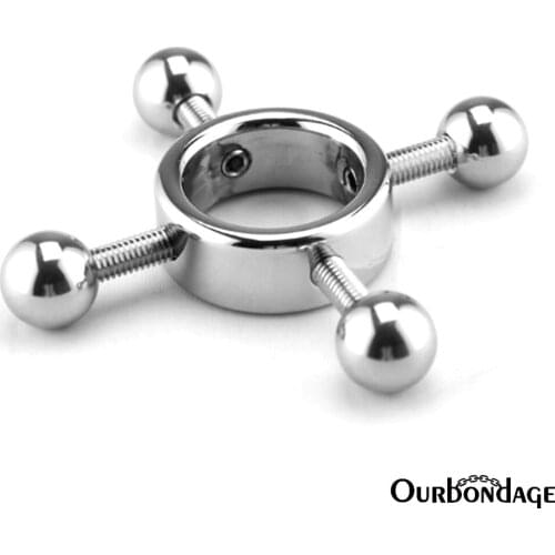Ourbondage Stainless Steel Rounded Hard Clover Crisscross Shape Nipple Clamps Clips With 4 Screw Adult Sex Toys For Women