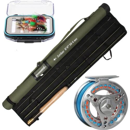 Angler Dream Fly fishing Rod and Reel Combo 3/4WT 4-Section Graphite IM10 Fly Rod & Larger Arbor 3/4 Reel & WF3F Fly Line Set