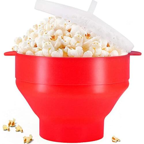 Microwave Silicone Popcorn Maker Food Grade Foldable High Quality Kitchen Easy Tools DIY Make Popcorn Bucket Bowl with Lid Bowls