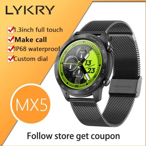 LYKRY NEW MX5 Smart Watch Women 1.3 inch Screen Bluetooth-compatible Call Heart Rate IP68 Long Standby Men Watch PK MX11 MX12
