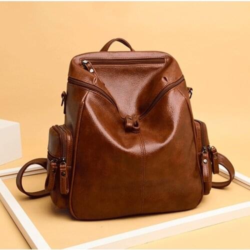 Womens Cell Phone Pocket Shoulder Bags Card Holder Pocket Solid Color Hnadbag Luxury Vintage Boston Zipper Backpack With Rivets