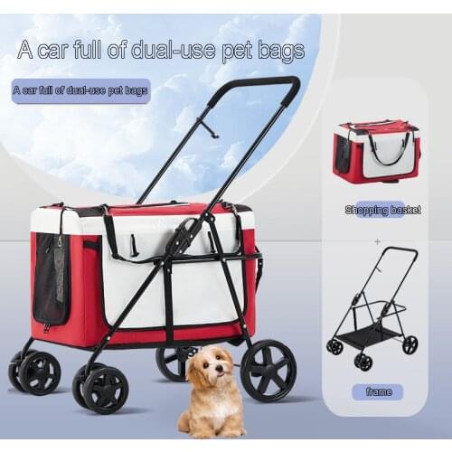 Pet Cart Things For Dogs Outdoor Vehicle Transportation Small Convenient Foldable Car Bag Separation Type Pets Cart Dog Supplies