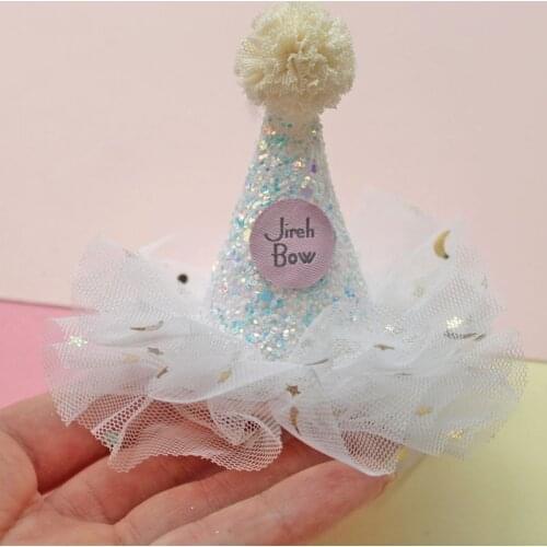1pcs Birthday Party Tulle Hats Headband Conical Crown With Mesh Princess Headdress Baby Shower Kids Prince Decoration