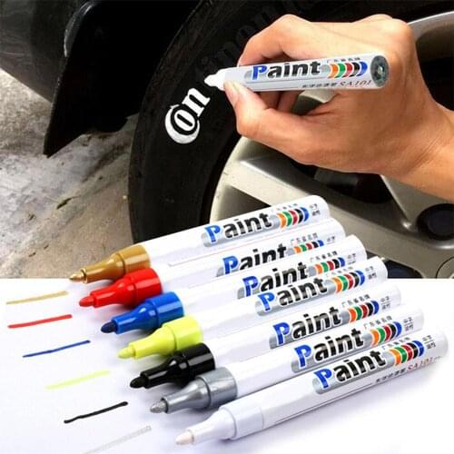 1PCS Car Wheel Tire Oily Mark Pen Waterproof Auto Rubber Tyre Paint Pen CD Metal Permanent Paint Marker Graffiti Touch Up Pen
