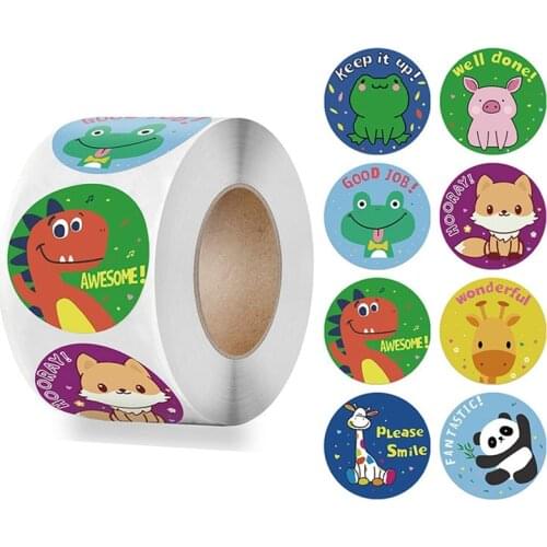 50-500pcs 1 Inch Reward Cute Animals Sticker for Kids Classic Toy Decor School Teacher Supplies Encouragement Sticker with frog