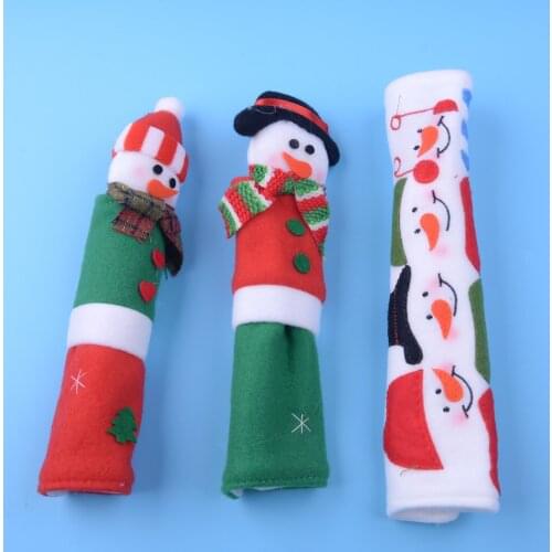 LETAOSK 3PCS/SET Christmas Xmas Snowman Santa Microwave Door Protective Refrigerator Handle Cover Kitchen Appliance Decoration