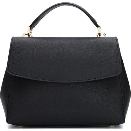 Genuine leather women solid cover handbag small flap shoulder bags