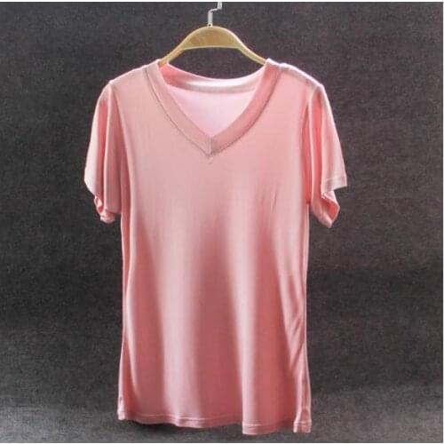 Silk Knitted Short Sleeve Shirt Women Tank Top Basic V Neck Line Summer Shirts Solid Color Top Fashion Style Free Shipping
