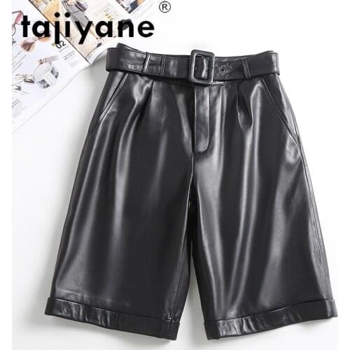 Summer Women Clothes Real Sheepskin High Waist Trousers Genuine Leather Womens Trousers Femme Pantalon TN2495