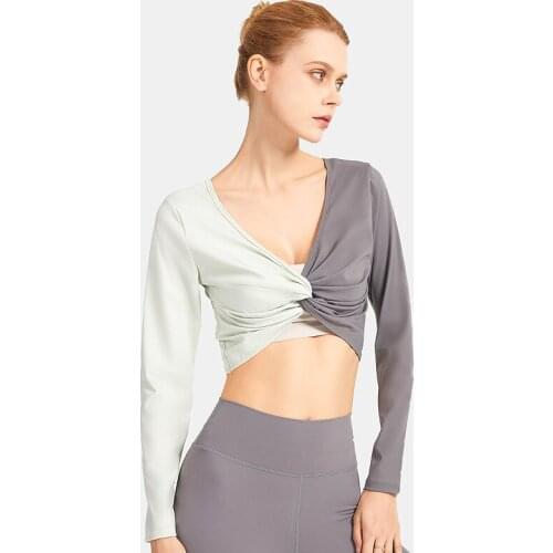 Women Fitness Yoga Tops Double-sided Wear Long Sleeves V-neck Training Clothing Sports Outdoor Exercise Running Sportswear