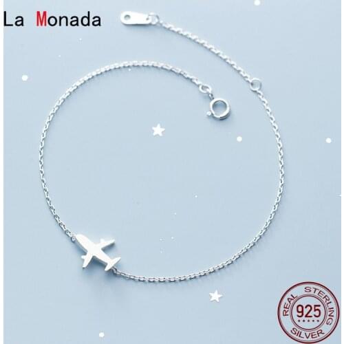 La Monada Airplane Bracelets For Women Silver 925 Sterling Silver Fine Real Silver 925 Bracelet Chain Womens Bracelet Brushed