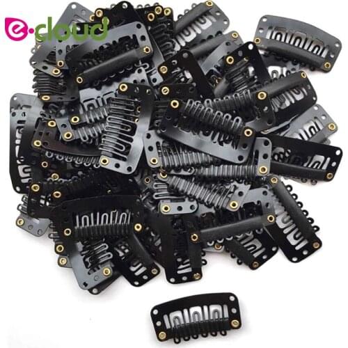 100pcs/Lot 23mm Hair Snap Clips for Hair Extensions U Shape Weave Toupee Wig 6 Teeth Clips Styling Wig Accessory Tools