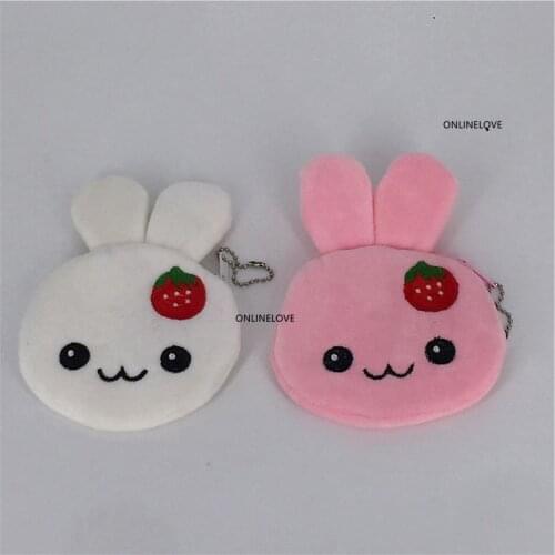 20pcs , Sweet strawberry rabbits Mini 12cm Plush Coin Bag Purse , 2colors- Pocket Coin Purse wallet Pouch