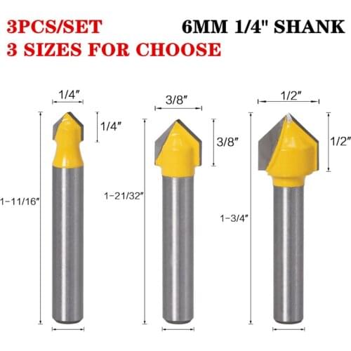 1pc 6.35mm Shank 90 Degree V Groove Bit 1/4 Inch CNC Engraving Solid Router Bit Carbide Milling Cutter Wood Drilling