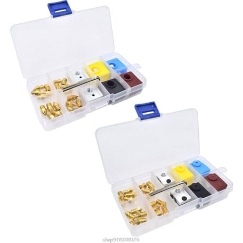 3D Printer Accessories MK8/E3D V6 Nozzles and Heating Block Silicone Sleeve Kit with Storage Case for CR-10 3D Printer D10 20