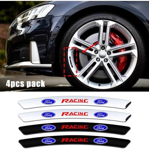 4pcs Car Wheel Stickers Bicycle Bike Rim Tire Eyebrow Decals For Ford Focus Fiesta Ranger Mondeo Escort Falcon Flex S-MAX Kuga