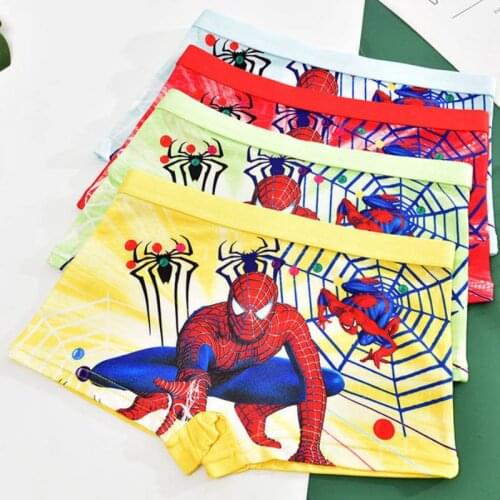 4 Pieces/lots of Kids Underwear High Quality Cotton Boy Briefs Cute Spider Pattern Kids Boxer Briefs Toddler Soft Girl Pants