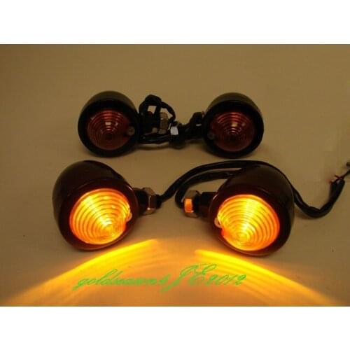 4xAmber TURN SIGNAL Bullet LIGHT for Harley Bobber Custom Chopper Cafe Cruiser