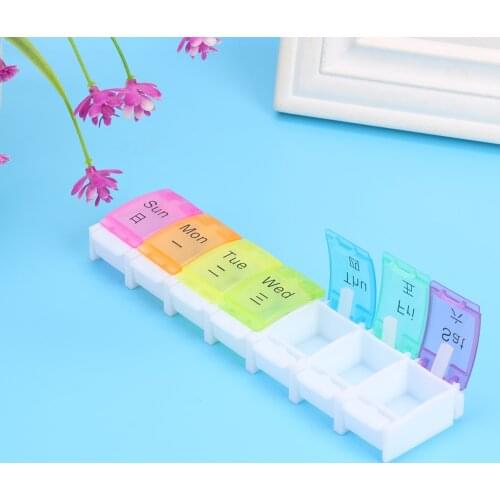 7 Day Weekly Pill Medicine Storage Box Portable Practical Multi-functional Durable Tablet Rainbow Organizer Case Splitter