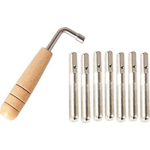 7Pcs Tuning Pins with L-Shape Tuning Wrench for Lyre Harp Strings and Other Primitive Stringed Instruments