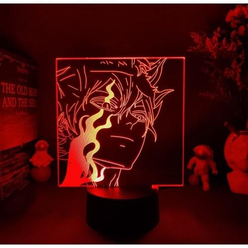 Manga Character Asta 3D Illusion Lighting Decoration Otaku Home Room Party Holiday Atmosphere Lamp LED Anime Black Clover Lights