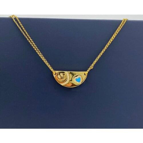 SLJELY S925 Sterling Silver Yellow Gold Color Semicircle Happy Face Plaque Adjustable Necklace Women June Fashion Brand Jewelry