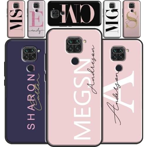 Personalised Initials Glitter Pink Name For Redmi Note 9 Pro Note 8 Pro 8T 9S Note 10 Pro Phone Case For Redmi 9T 9C 9 9A 8A 7A