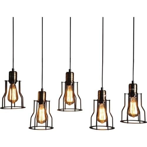 Black vintage industrial pendant light nordic retro lights iron lampshade loft edison lamp metal cage dining room Countryside