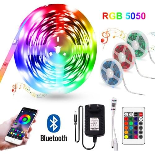 DC12V Bluetooth Control 5050 RGB Led Strip Light 5m 10m 15m 20m Flexible Ribbon Tape Backlight Waterproof Stripe Diode Light