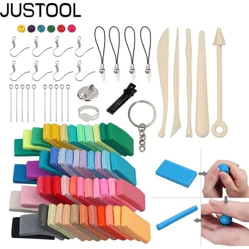 JUSTOOL 50 Colors Polymer Clay Fimo DIY Soft Clay Set Molding Craft Oven Bake Clay Blocks Montessori For Kid Early Education Toy