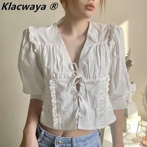 Женские рубашки с рюшами Klacwaya China At AliExpress