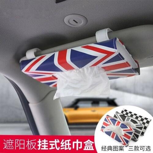 Tissue Box For BMW MINI Cooper Portable Car Sun Visor Paper Napkin Leather box Holder Hanging Type Universal Auto Accessories
