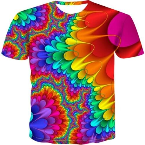 2021 Summer Menswear New 3d Menswear Short Sleeve Fun Fashion Colorful Pattern T-Shirt O Collar Blouse Xxs-6xl