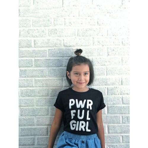 Powerful Girl Funny Kids Girls Short Sleeve T Shirt Casual Children Letters Print Fashion Tees Toddler 8 Colours Tees Tops