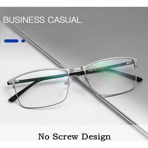 KatKani Mens Square Business Glasses Frame Fashion Screwless Full Frame Myopia/Hyperopia/Astigmatism Optical Glasses Frame 9847