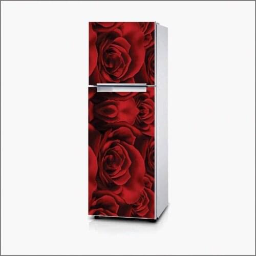 Fridge Sticker Red Rose Refrigerator Dishwasher Door Wrap Kitchen Wallpaper Accessories Modern 3d Wall Stickers