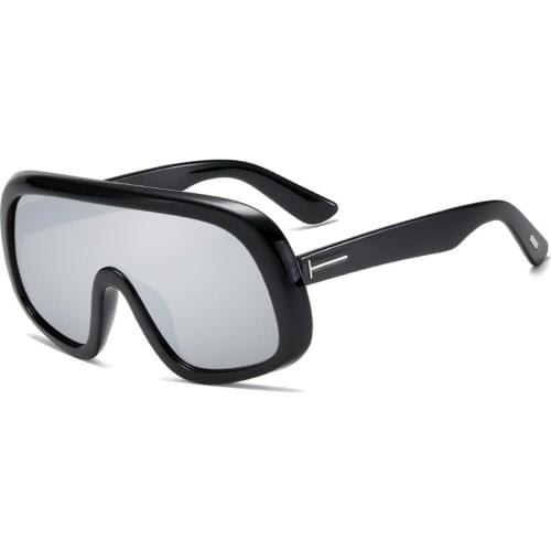 2021 New Fashion Oversized Clear Ocean Lenses Sunglasses For Women Vintage Thick Frame One-piece Eyewear Female Elegant Shades