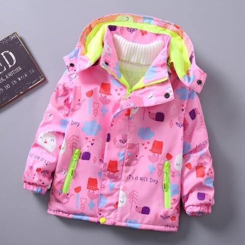 2020 New Style Girls Autumn and Winter Coat the Adorable Little like plus Velvet plus Cotton Windcheater Raincoat Jacket