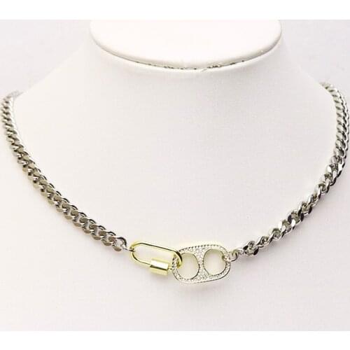 5Strand Pig nose Charms Necklace Handmade Punk chain hip pop necklace jewelry necklace Long necklace women jewelry 9805