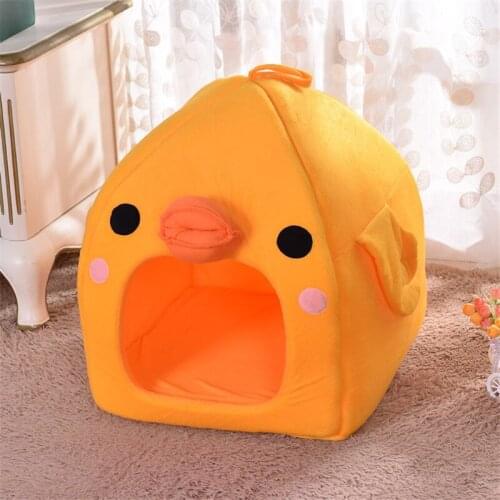 Pet Dog Cat Tent House Kennel Winter Warm Nest Soft Foldable Sleeping Mat Pad Cotton Small Dog Cat Bed Chicken House