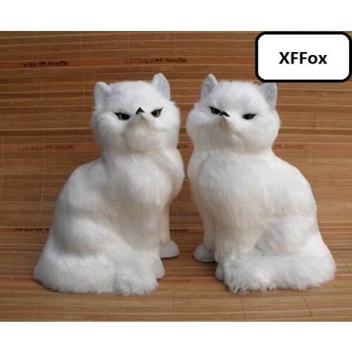 A pair of real life fox models plastic&furs simulation white fox dolls gift about 15x10x20cm xf1754
