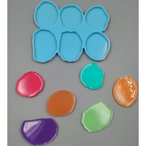 Tray Epoxy Resin Mold Six Irregular Circles Silicone Mould DIY Crafts Decorations Casting Tool