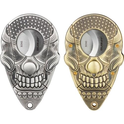 Luxury Caving Double Blades Stainless Steel Gold Plated Cigar Cutter Pocket Gadgets Zigarre Cutter Knife Cuban Cigars Scissors