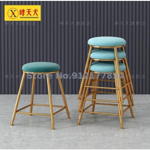 Light luxury dressing stool modern minimalist bedroom girl princess stool makeup chair manicure stool Nordic stackable chair